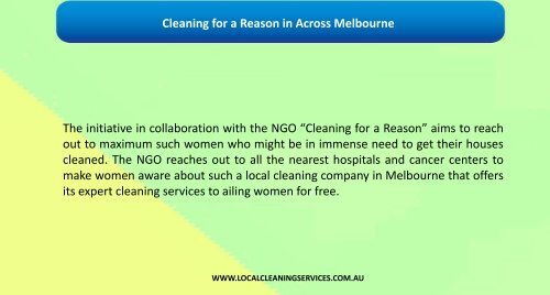 Cleaning for a Reason in Across Melbourne