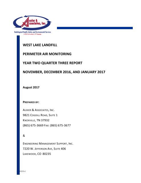 West Lake OU1 Report Year 2 Quarter 3