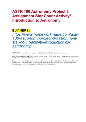 ASTR 100 Astronomy Project 3 Assignment Star Count Activity: Introduction to Astronomy