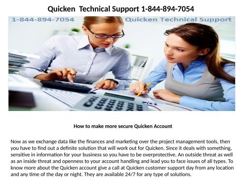 Quicken Technical support number  1-844-894-7054