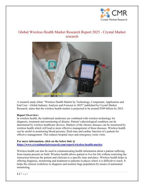 Wireless Health Market to Rise to a Valuation of $ 309 Billion by 2025
