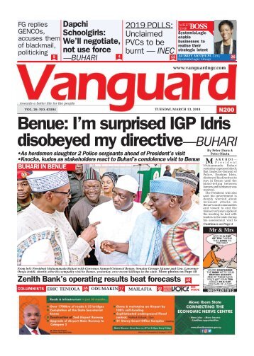 13032018 - Benue: I’m surprised IGP Idris disobeyed my directive—BUHARI