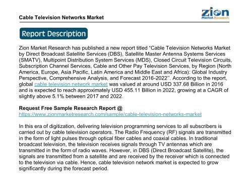 Global Cable Television Networks Market, 2016-2022