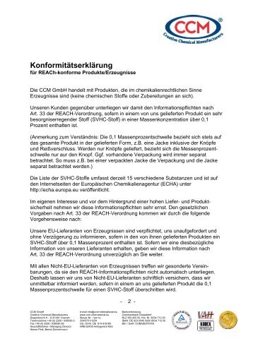 Konformitätserklärung - CCM GmbH - Creative Chemical ...