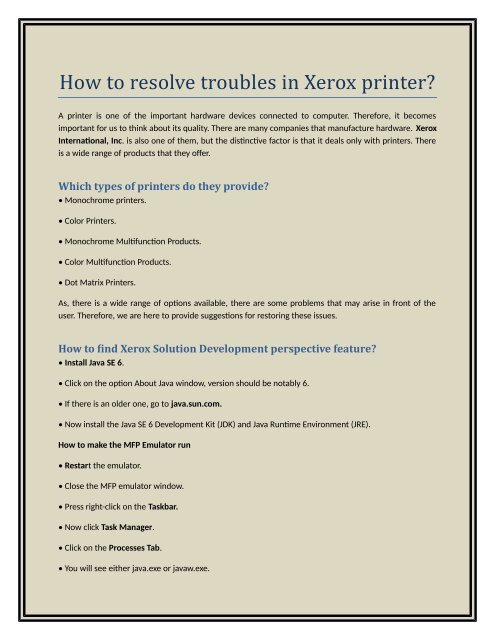 How to Resolve Troubles in Xerox Printer?