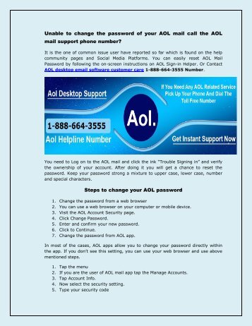 AOL Email desktop software 1-888-664-3555 support phone number 