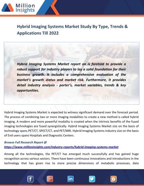 Hybrid Imaging Systems Market Study By Type, Trends &amp; Applications Till 2022
