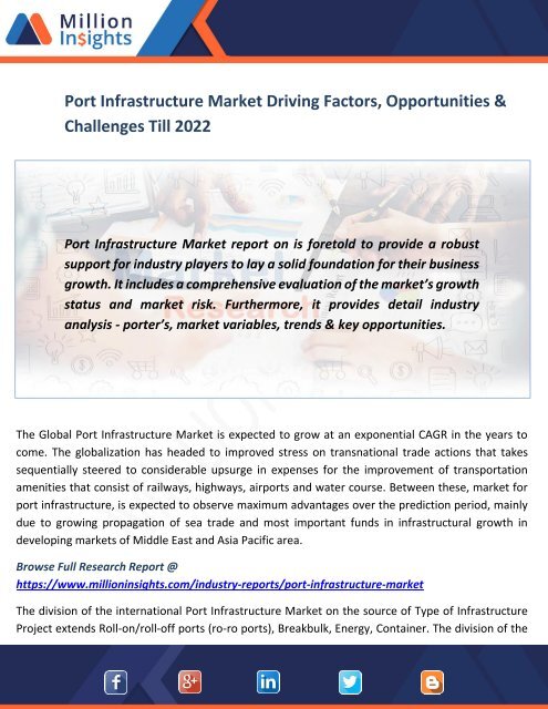 Port Infrastructure Market Driving Factors, Opportunities &amp; Challenges Till 2022