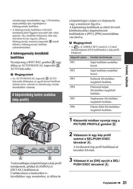 Sony HDR-AX2000E - HDR-AX2000E Mode d'emploi Hongrois