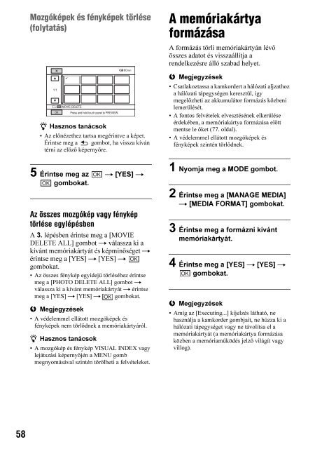 Sony HDR-AX2000E - HDR-AX2000E Mode d'emploi Hongrois