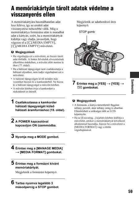 Sony HDR-AX2000E - HDR-AX2000E Mode d'emploi Hongrois