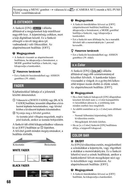 Sony HDR-AX2000E - HDR-AX2000E Mode d'emploi Hongrois