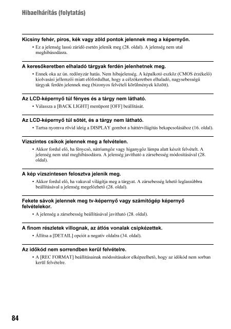 Sony HDR-AX2000E - HDR-AX2000E Mode d'emploi Hongrois