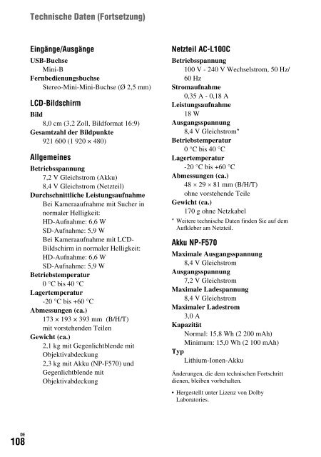 Sony HDR-AX2000E - HDR-AX2000E Consignes d&rsquo;utilisation Allemand