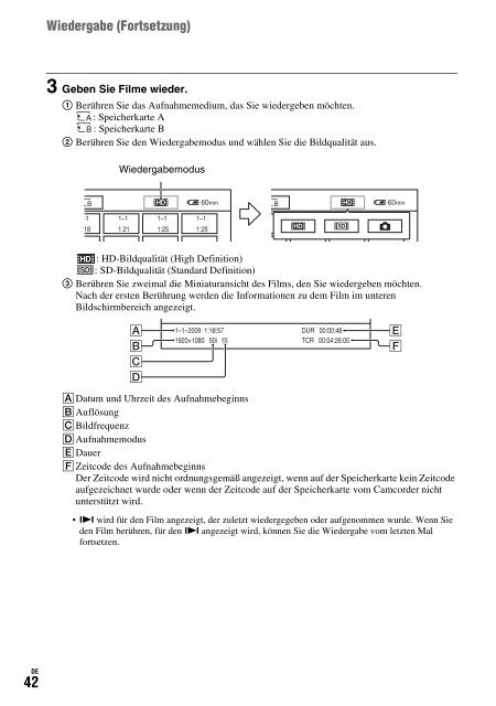 Sony HDR-AX2000E - HDR-AX2000E Consignes d&rsquo;utilisation Allemand