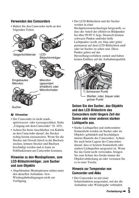 Sony HDR-AX2000E - HDR-AX2000E Consignes d&rsquo;utilisation Allemand