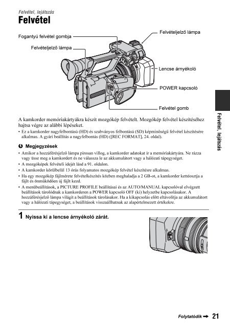 Sony HDR-AX2000E - HDR-AX2000E Consignes d&rsquo;utilisation Hongrois