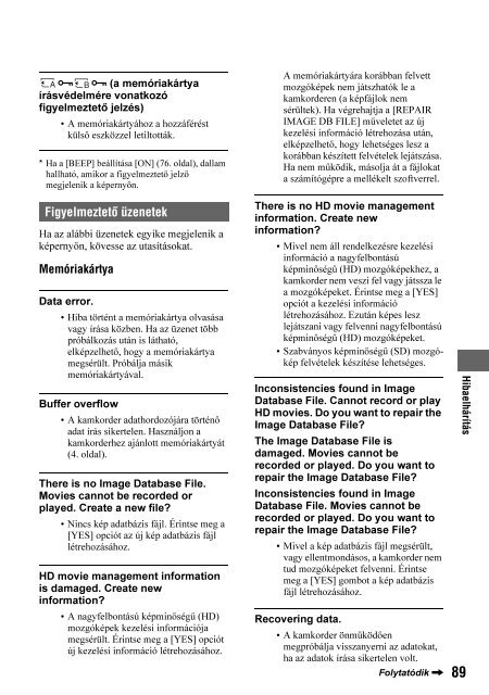 Sony HDR-AX2000E - HDR-AX2000E Consignes d&rsquo;utilisation Hongrois