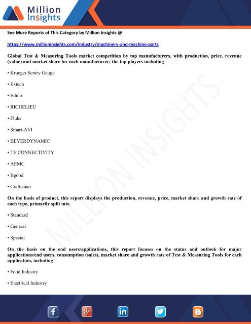 Test and Measuring Tools Market Price, Manufacturers, Suppliers and Competitor Analysis up to 2022