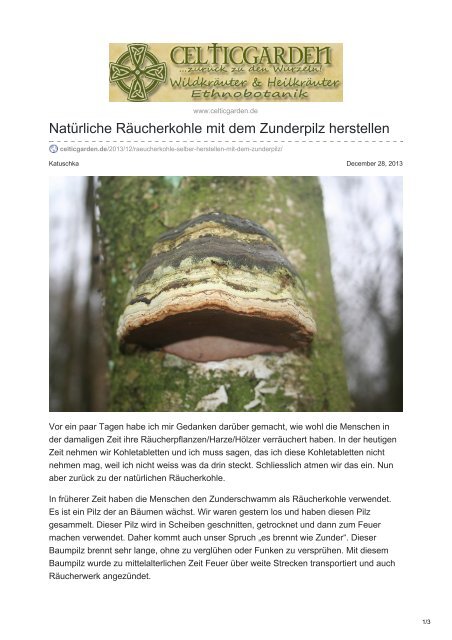 Naturliche Raucherkohle Mit Dem Zunderpilz Herstellen