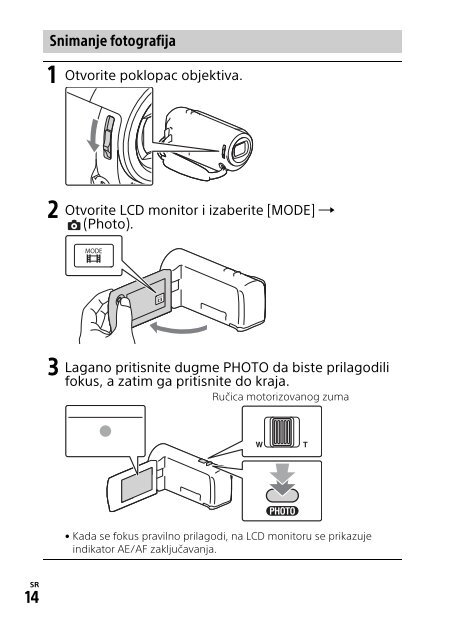 Sony HDR-PJ410 - HDR-PJ410 Consignes d&rsquo;utilisation Serbe