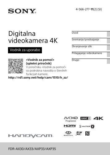 Sony FDR-AXP33 - FDR-AXP33 Consignes dâutilisation SlovÃ©nien