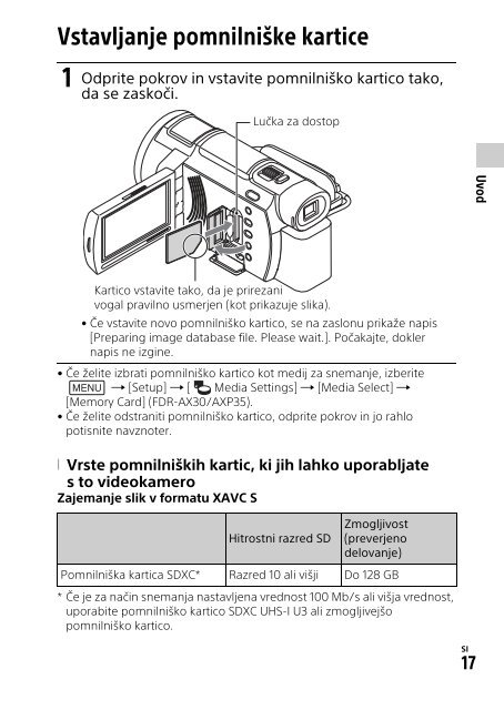 Sony FDR-AXP33 - FDR-AXP33 Consignes d&rsquo;utilisation Slov&eacute;nien