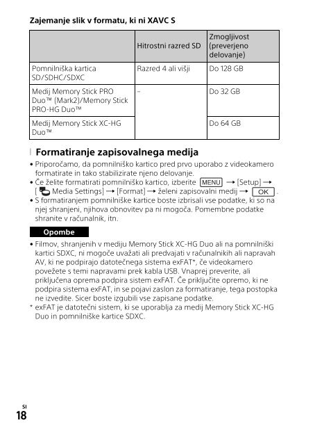 Sony FDR-AXP33 - FDR-AXP33 Consignes d&rsquo;utilisation Slov&eacute;nien