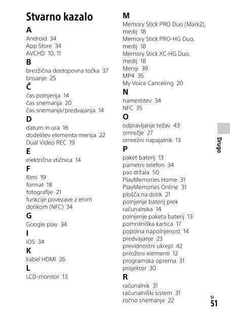 Sony FDR-AXP33 - FDR-AXP33 Consignes d&rsquo;utilisation Slov&eacute;nien