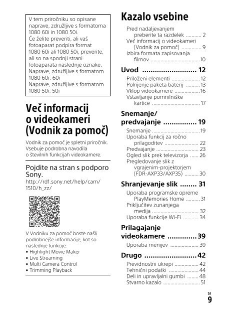 Sony FDR-AXP33 - FDR-AXP33 Consignes d&rsquo;utilisation Slov&eacute;nien