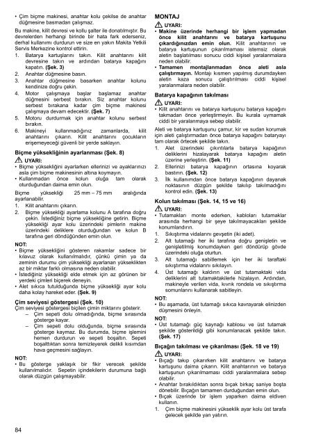 Makita RASAERBA 18Vx2 38 cm A SPINTA - DLM380PT2 - Manuale Istruzioni