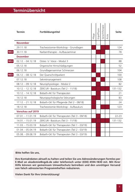 Kursprogramm EGZB 2018