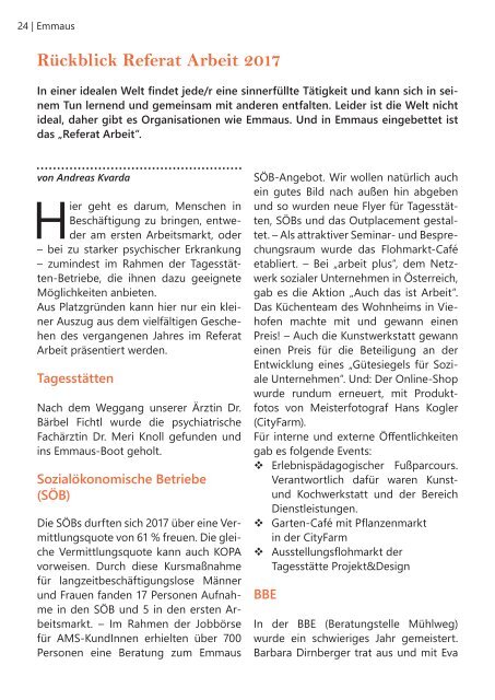 Rundbrief der Emmausgemeinschaft - Ausgabe 01|18