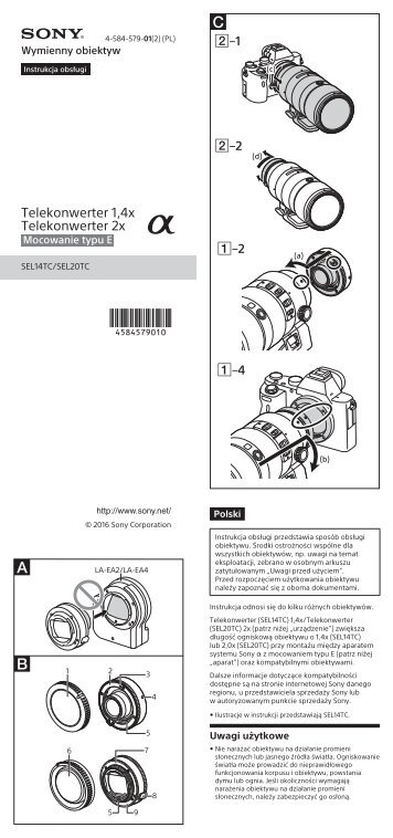 Sony SEL20TC - SEL20TC Consignes dâutilisation Polonais