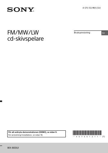 Sony WX-800UI - WX-800UI Istruzioni per l'uso Svedese