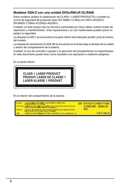 Sony VGN-P21Z - VGN-P21Z Documenti garanzia Spagnolo
