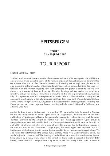 SPITSBERGEN TOUR REPORT - Birdquest