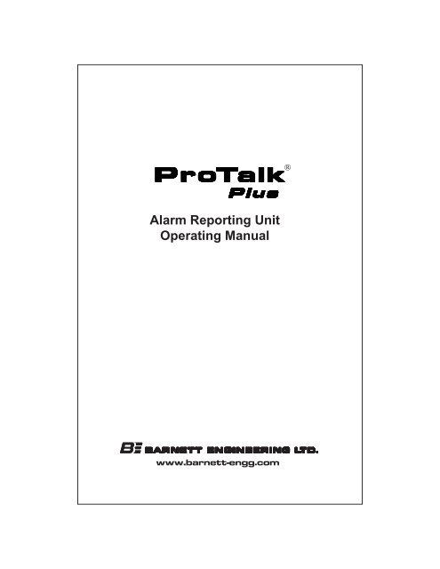 Alarm Reporting Unit Operating Manual - Barnett Engineering Ltd