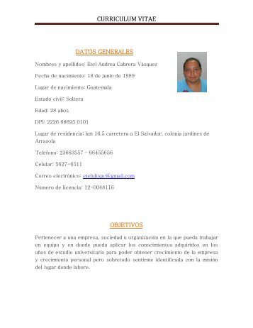 Curriculum Vitae Etel Cabrera