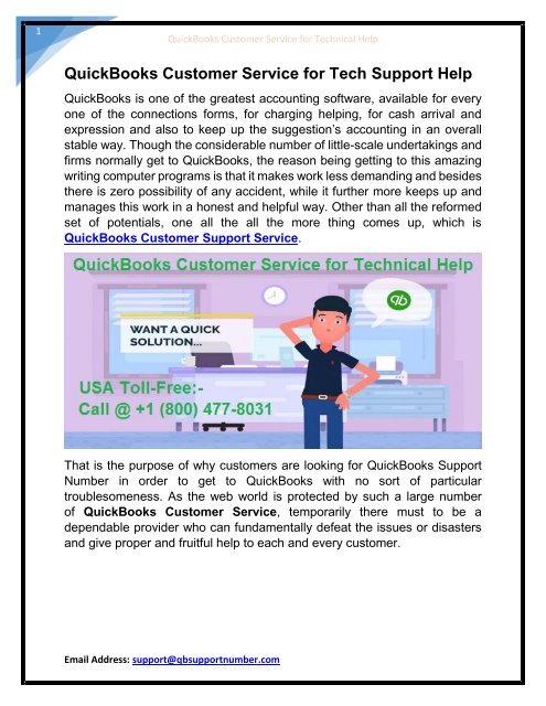 QuickBooks Customer Service Number +1-800-477-8031 for Technical Help