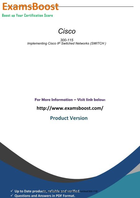Cisco 300-115 ExamsBoost Pass Your 300-115 Test Quickly and Easily