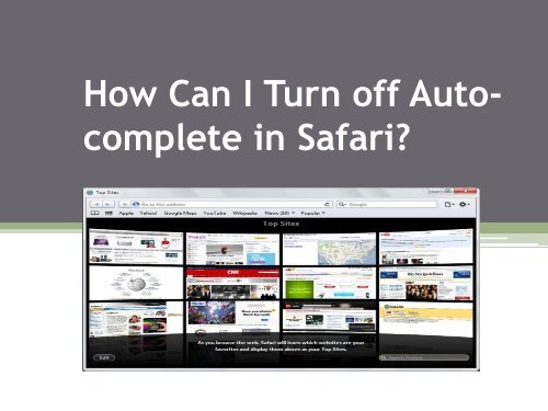 How Can I Turn off Auto-complete in Safari