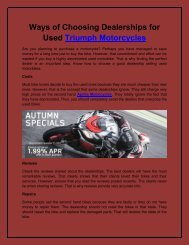 Ways of Choosing Dealerships for Used Triumph Motorcycles