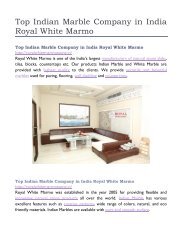 Top Indian Marble Company in India Royal White Marmo