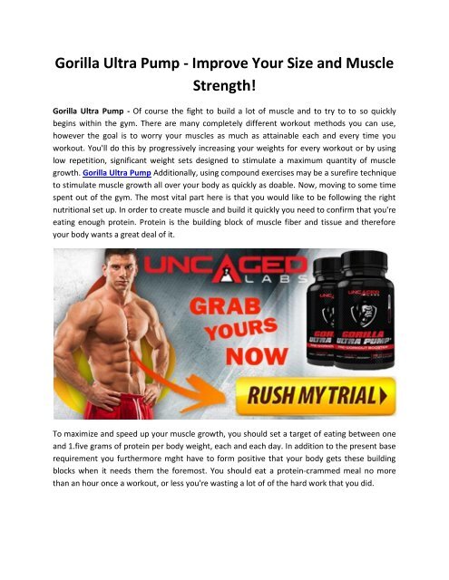   Gorilla Ultra Pump - Build Muscle, Burn Fat and Get Ripped Quickly & Easily!