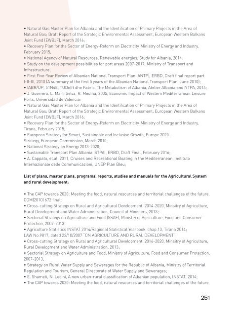 Integrated Cross-Sectorial Plan of Tirana-Durres Area