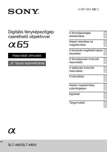 Sony SLT-A65V - SLT-A65V Consignes dâutilisation Hongrois