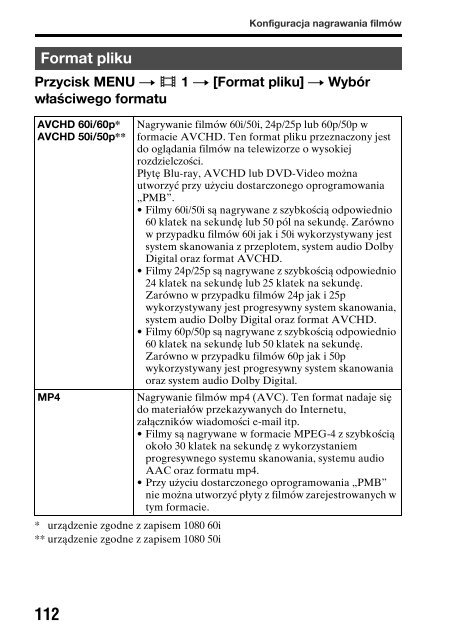 Sony SLT-A65V - SLT-A65V Consignes d&rsquo;utilisation Polonais