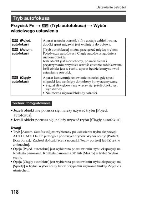 Sony SLT-A65V - SLT-A65V Consignes d&rsquo;utilisation Polonais