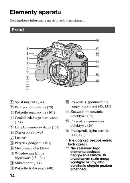 Sony SLT-A65V - SLT-A65V Consignes d&rsquo;utilisation Polonais